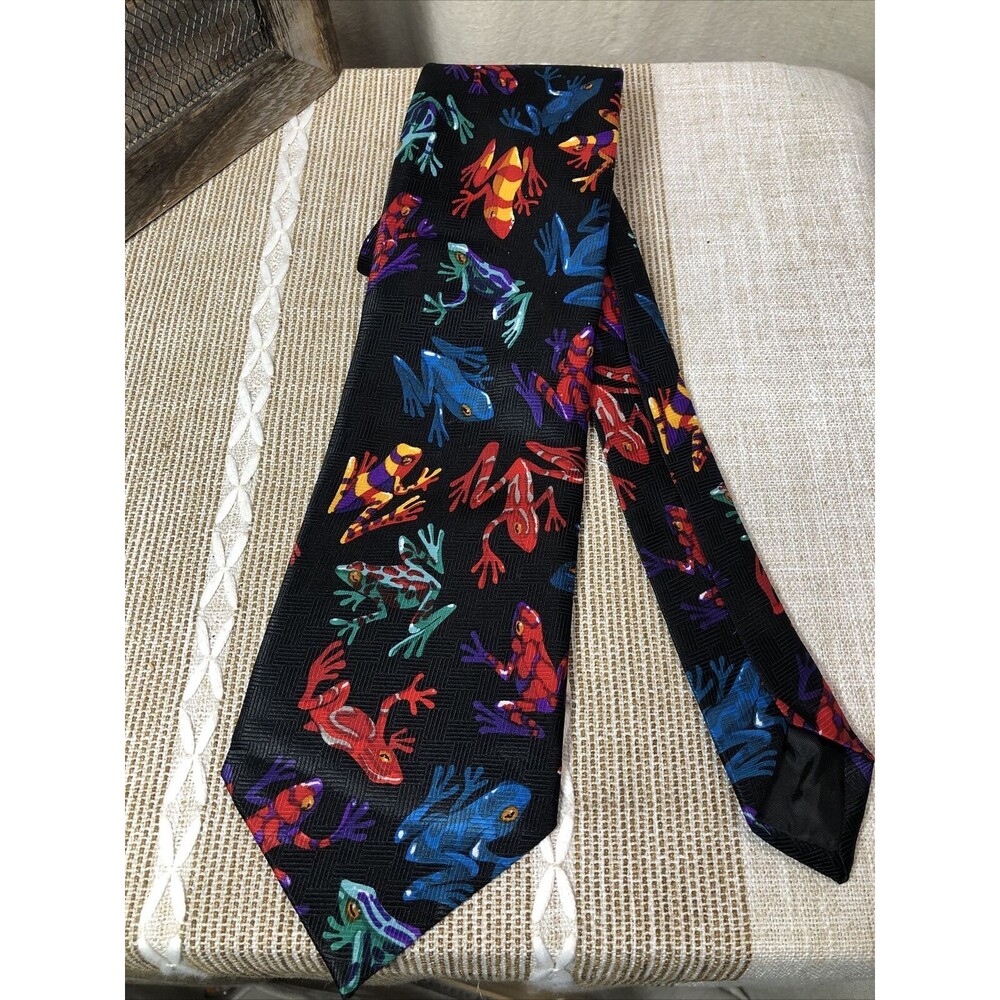 COLORFUL 420 PSYCHEDELIC COLORFUL JUNGLE FOREST TREE FROG NECK TIE BY ADDICTION